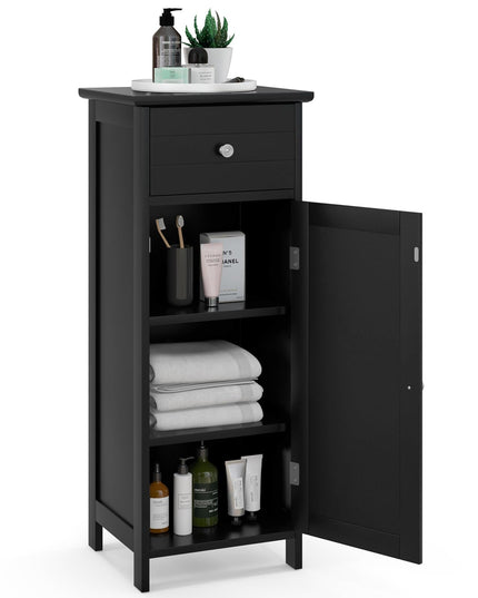 Bathroom Floor Storage Cabinet with Adjustable Shelf & Large Drawer