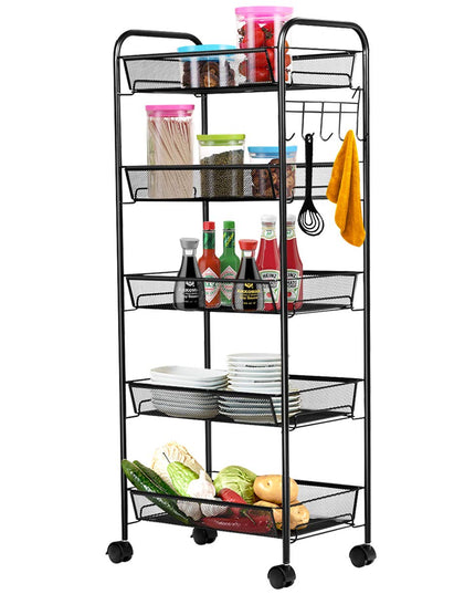 Giantex 5-Tier Storage Cart Rolling Trolley Organizer Utility Cart with Lockable Wheels