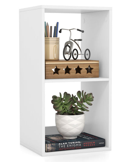 Giantex 2-Cube Bookcase, White Cubby Bookshelf w/Back Guardrail & Anti-Tipping Kits