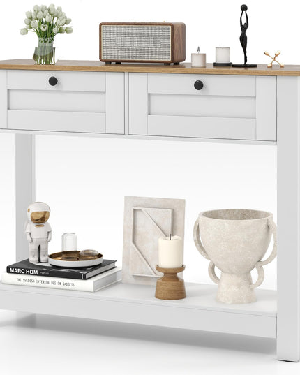 Giantex 42" Farmhouse Console Table with 2 Drawers