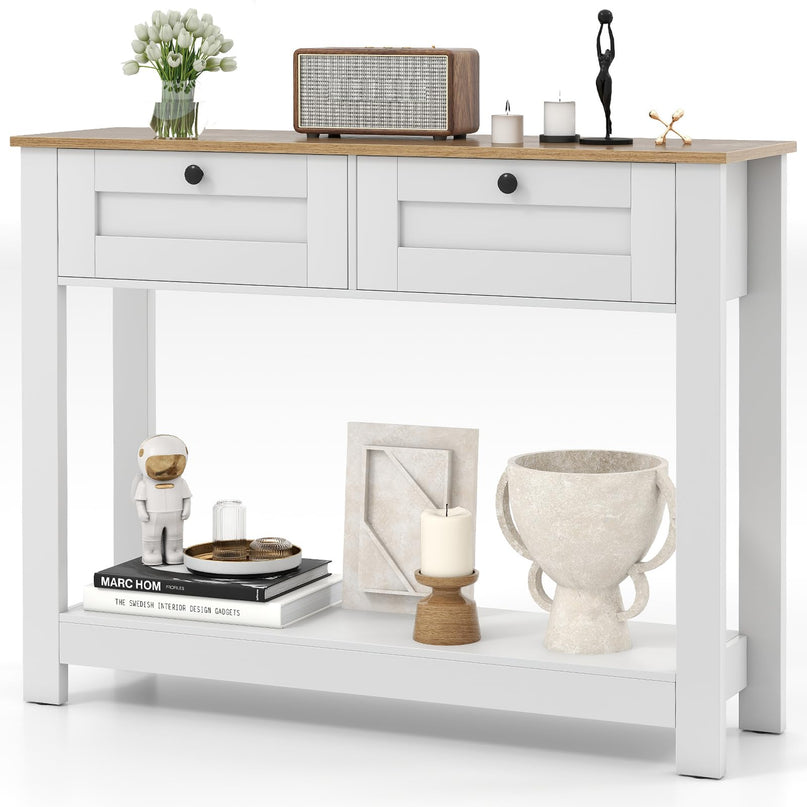 Giantex 42" Farmhouse Console Table with 2 Drawers