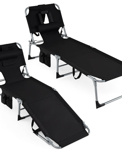 Chaise longue Giantex pliante pour la plage avec trou pour le visage, oreiller lavable, poche
