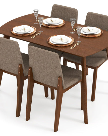 Giantex Dining Table Set for 4 | Rectangular Kitchen Table and Chairs Set w/Rubber Wood Frame