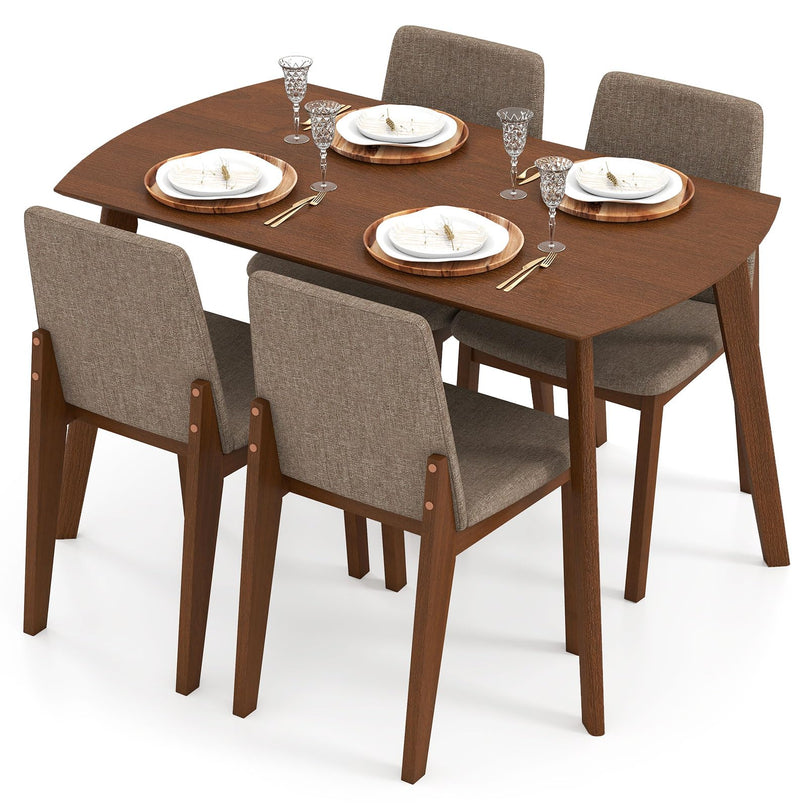 Giantex Dining Table Set for 4 | Rectangular Kitchen Table and Chairs Set w/Rubber Wood Frame