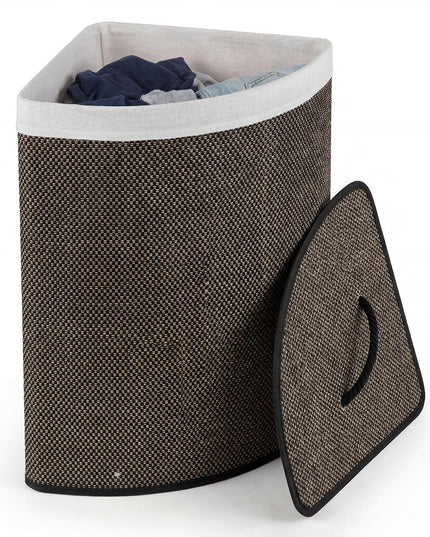 Giantex Corner Laundry Hamper with Lid for Small Spaces