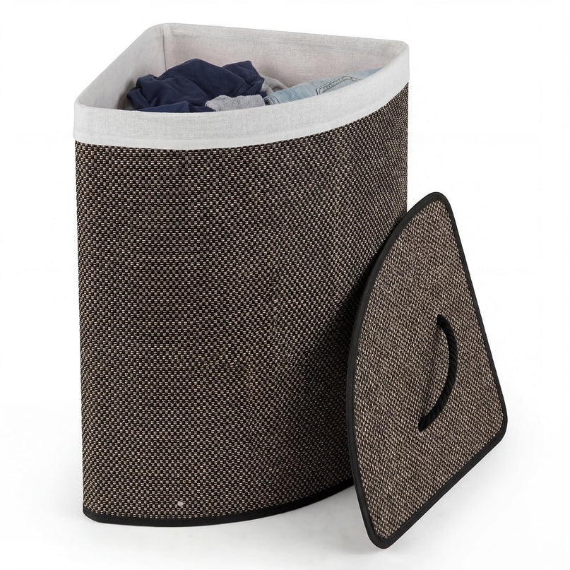 Giantex Corner Laundry Hamper with Lid for Small Spaces