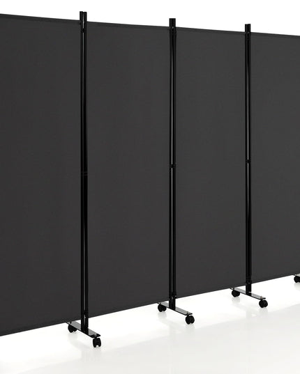 Giantex 4 Panel Room Divider, Folding Privacy Screen with Lockable Wheels, Rolling Partition Room Dividers