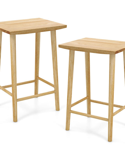 Giantex 25.5" Wooden Bar Stools Set of 2/4, Farmhouse Backless Counter Height Bar Stools with Footrest