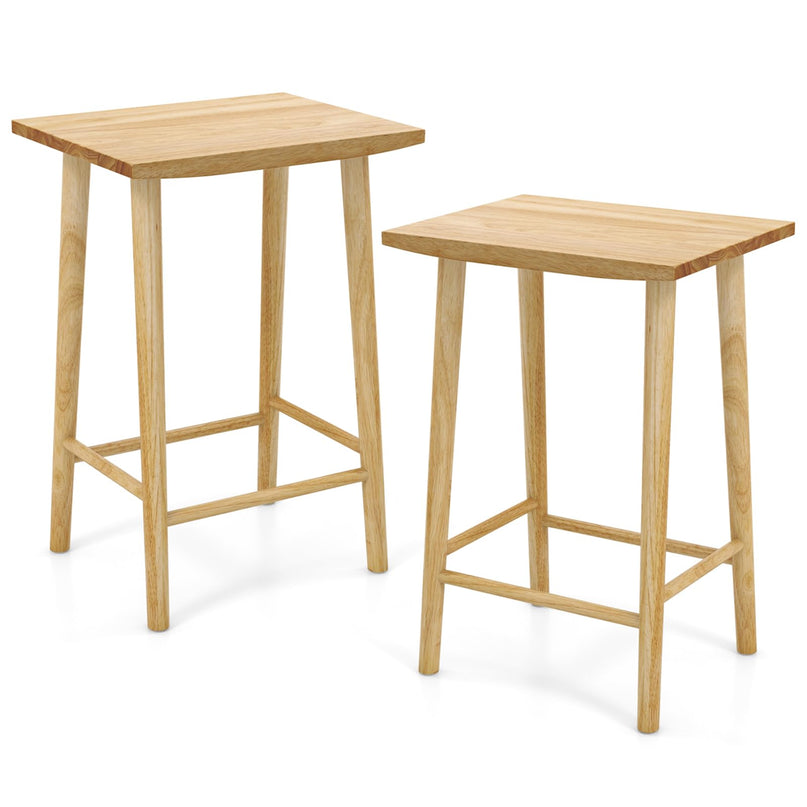 Giantex 25.5" Wooden Bar Stools Set of 2/4, Farmhouse Backless Counter Height Bar Stools with Footrest
