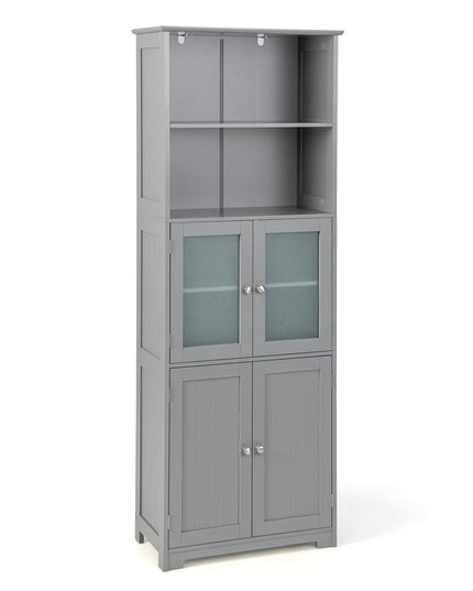 Giantex 64" Tall Bathroom Storage Cabinet, Freestanding Kitchen Pantry Cupboard with 2 Cabinets