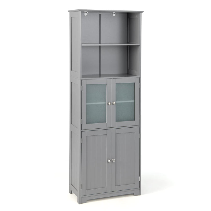Giantex 64" Tall Bathroom Storage Cabinet, Freestanding Kitchen Pantry Cupboard with 2 Cabinets