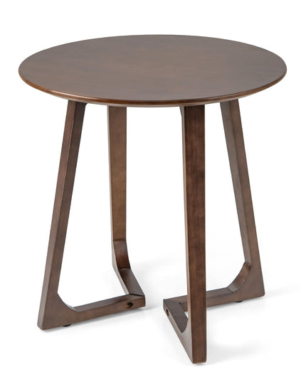 Giantex 24" Round End Table - Rubber Wood Sofa Side Table with Adjustable Foot Pads, Natural