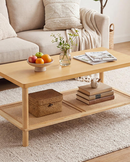 Giantex 39" Rattan Coffee Table for Living Room