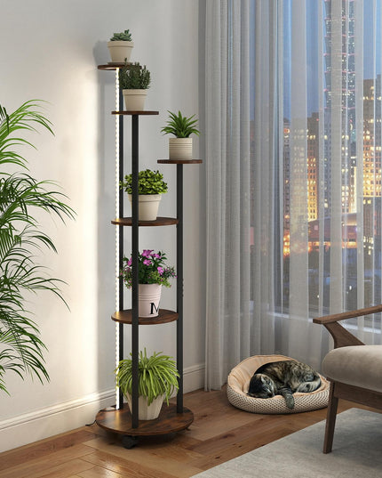 Support à plantes d'intérieur Giantex avec lumières et roulettes pour petits espaces, salon, balcon