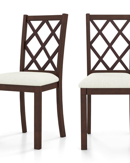 Giantex Wood Dining Chairs Set of 2, Farmhouse Kitchen Chair with Rubber Wood Legs, Max Load 400 Lbs