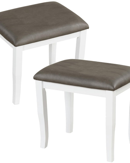 CHARMAID Vanity Stools 2 Pack - Ottoman Foot Stool Set of 2