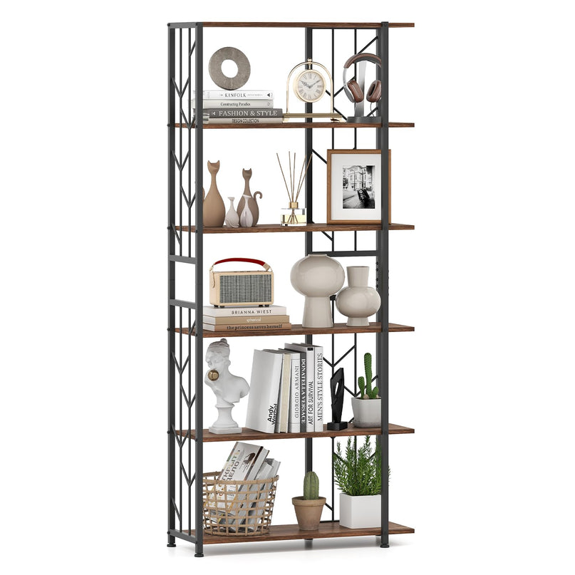 Giantex 6-Tier Bookshelf Modern Geometric Bookcase