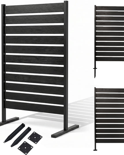 Giantex 37"W x 61"H Outdoor Privacy Fence Screen with Ground Stakes & Base Feet (1/2)