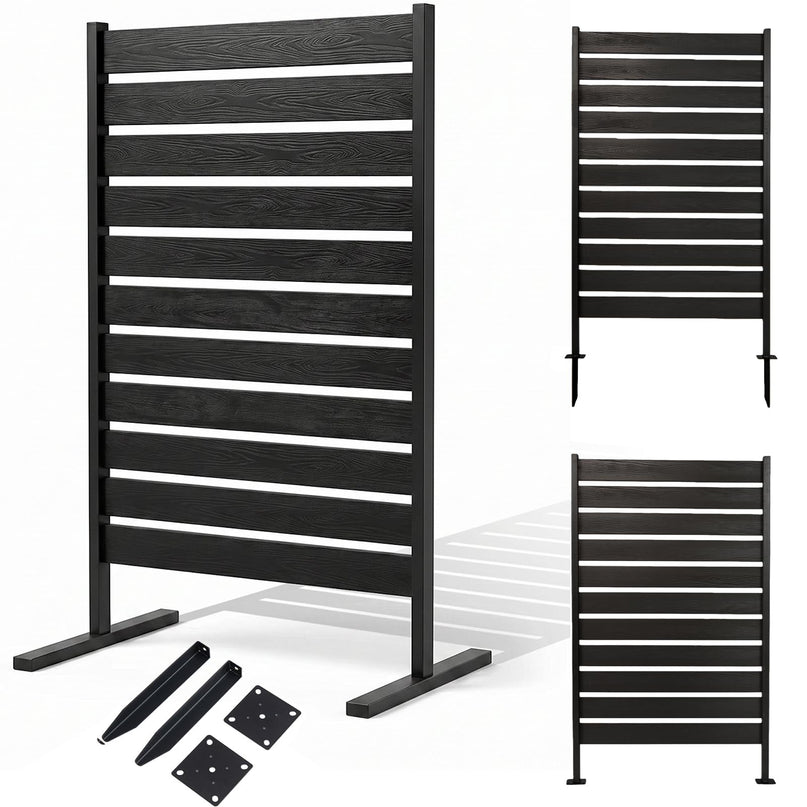 Giantex 37"W x 61"H Outdoor Privacy Fence Screen with Ground Stakes & Base Feet (1/2)