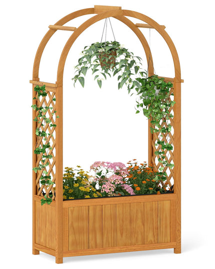 Giantex Raised Garden Bed with Arch Lattice Trellis(33"x15"x57")