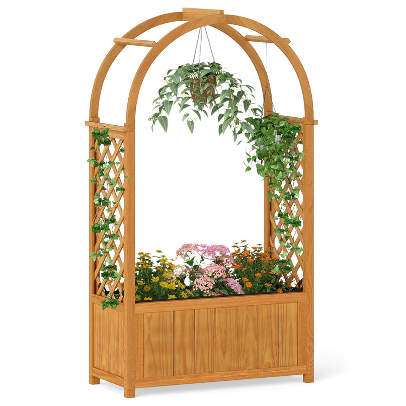 Giantex Raised Garden Bed with Arch Lattice Trellis(33"x15"x57")