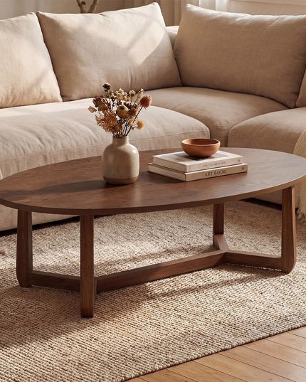 Giantex Table Basse Ovale 117 cm Table d'appoint en Bois