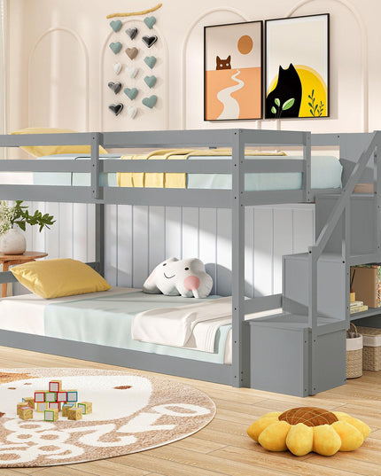 Giantex Twin Over Twin Bunk Bed with Stairs