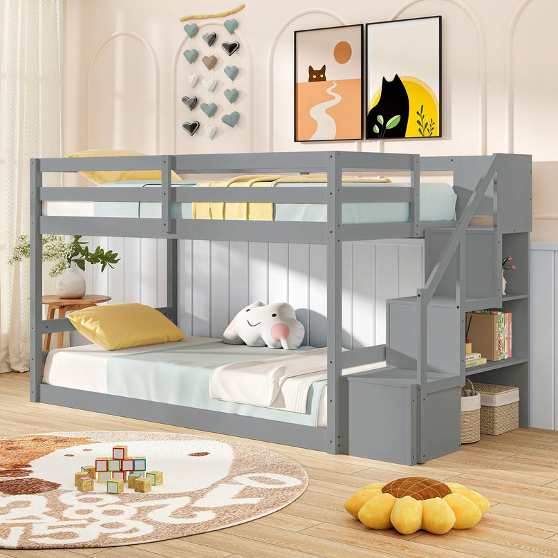 Giantex Twin Over Twin Bunk Bed with Stairs