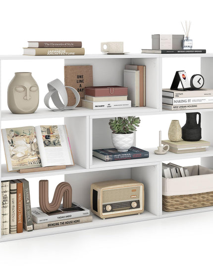 GIANTEX 3-Tier Bookshelf Wooden Convex Bookcase for Small Space