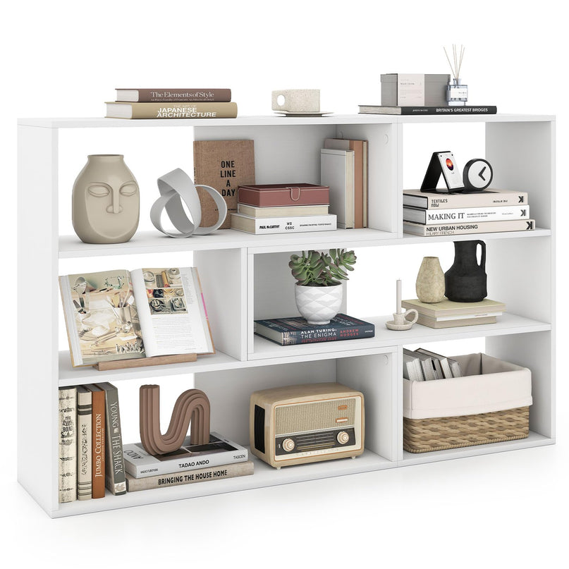 GIANTEX 3-Tier Bookshelf Wooden Convex Bookcase for Small Space
