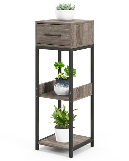 Giantex 3 Tier Tall Plant Stand Indoor, 36 Inch Corner Plant Holder with Drawer & Metal Frame