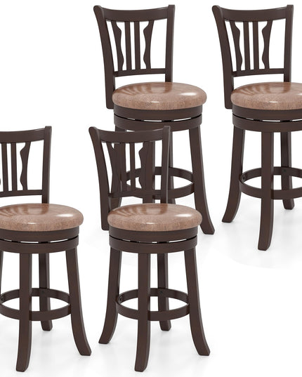 Giantex Swivel Bar Stools Set of 2/4 26"/30" Upholstered Counter Height Bar Chairs with Back