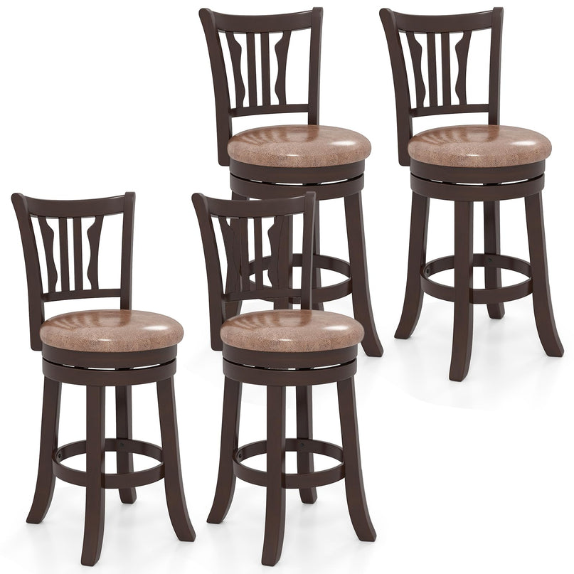 Giantex Swivel Bar Stools Set of 2/4 26"/30" Upholstered Counter Height Bar Chairs with Back