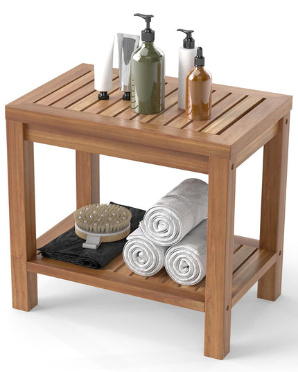 19 Inch Shower Stool with Slatted Seat for Elderly Seniors