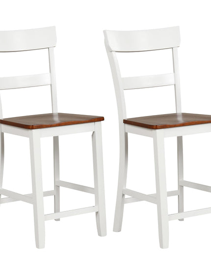Giantex Wooden Bar Stools Counter Height Set of 2, 24.5" Farmhouse Wood Bar Dining Chairs