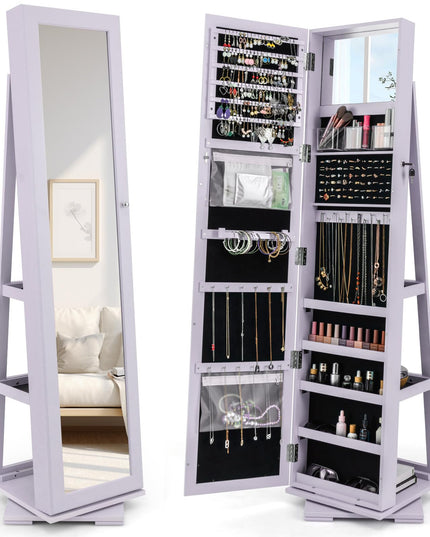CHARMAID | 360-degree Rotating Jewelry Armoire with Higher Full Length Mirror