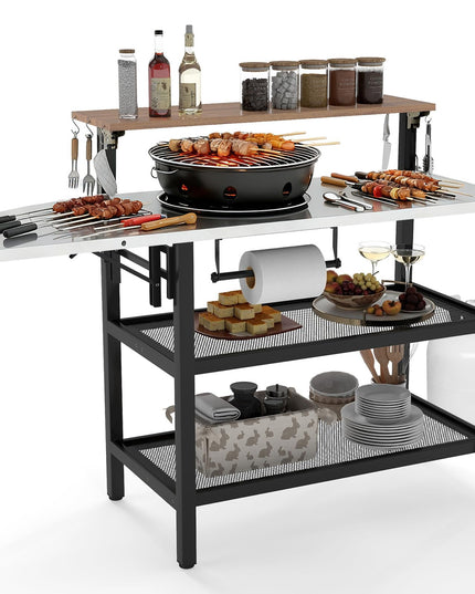 Giantex Outdoor Bar Table with Flip-Up Top & Foldable Side Table