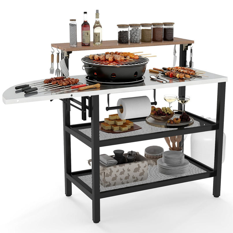 Table de bar extérieure Giantex avec plateau rabattable et table d'appoint pliable