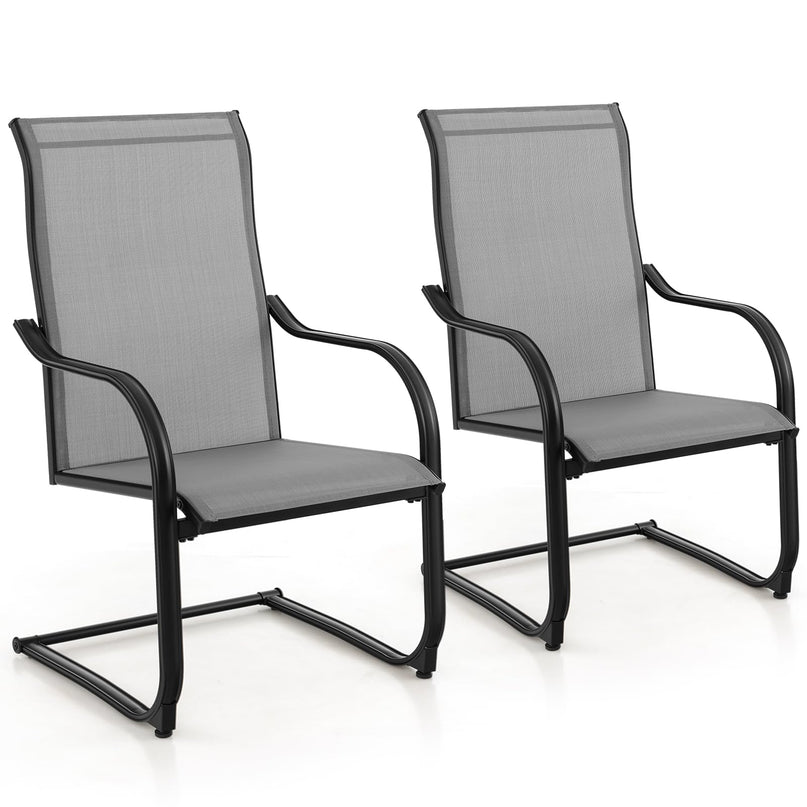Giantex Patio Chairs, High Back Outdoor Chairs w/Sled Base, All Weather Fabric