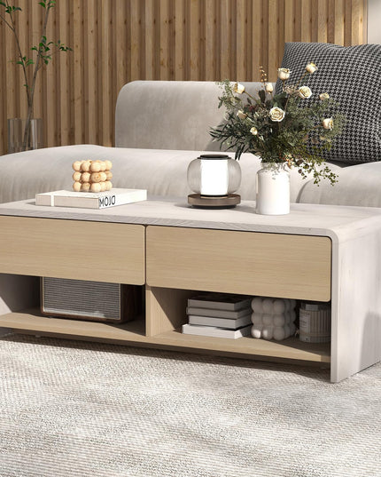 Giantex 43 Inch Modern Rectangle Coffee Table with Storage Drawers