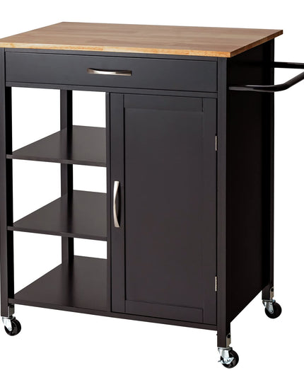 Giantex Kitchen Island - Mobile Kitchen Cart on Wheels, 1-Door Storage Cabinet, Large Drawer, 3 Tier Shelves