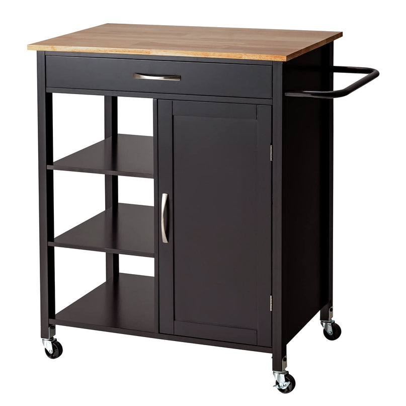 Giantex Kitchen Island - Mobile Kitchen Cart on Wheels, 1-Door Storage Cabinet, Large Drawer, 3 Tier Shelves