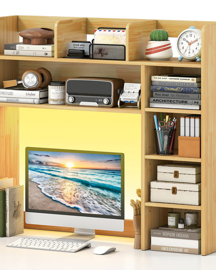 Giantex 35.5" Desktop Bookshelf with LED Lights