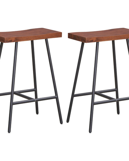 Giantex 24" Bar Stools Set of 2, Counter Height Bar Stools with Footrests, Solid Metal Legs