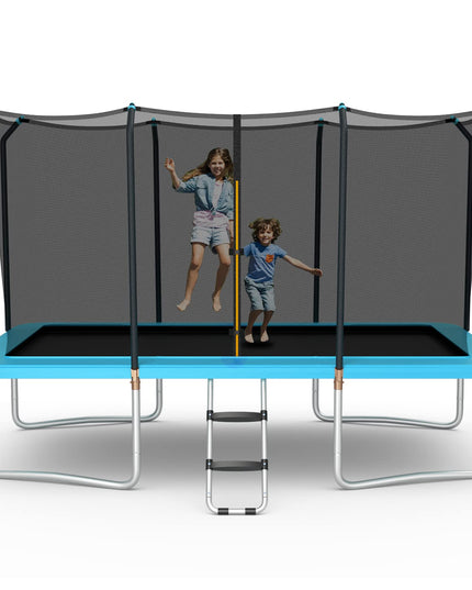 Giantex Trampoline, 8 FT x 14 FT ASTM Certified Rectangular Trampoline with Enclosure, Ladder, Double-Side Galvanized Steel Frame