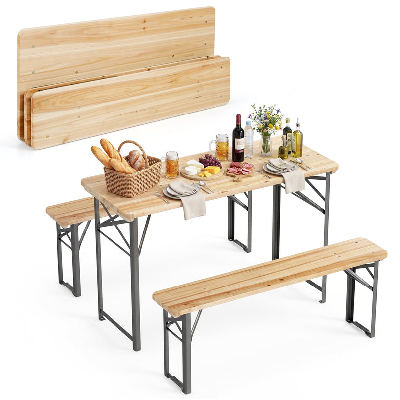 Table de pique-nique pliante Giantex 3 pièces avec bancs pour 4 (119 cm)