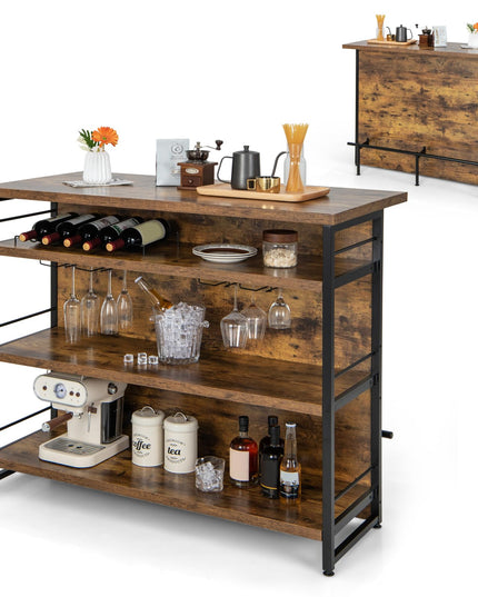4 Tier Liquor Bar Table with Footrest - Giantex