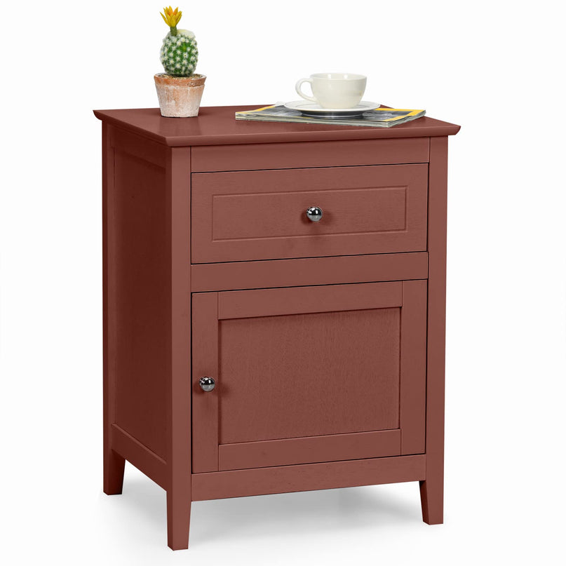 Wooden End Table W/Shelf - Giantex