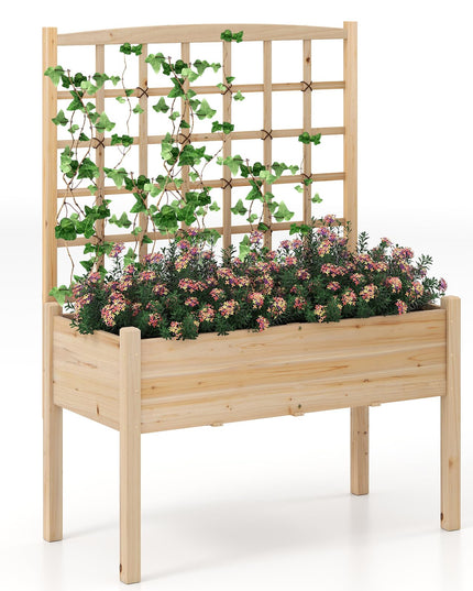 Giantex Raised Garden Bed with Trellis Outdoor Horticulture Planter