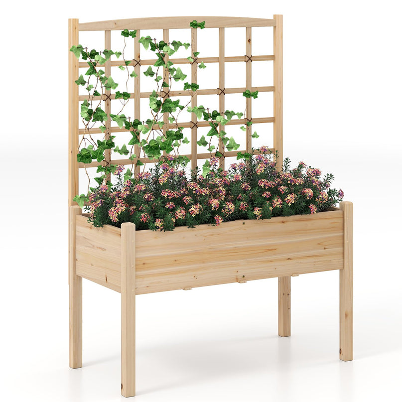 Giantex Raised Garden Bed with Trellis Outdoor Horticulture Planter